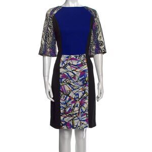 Etro Blue Printed Knee Length Dress 44=12